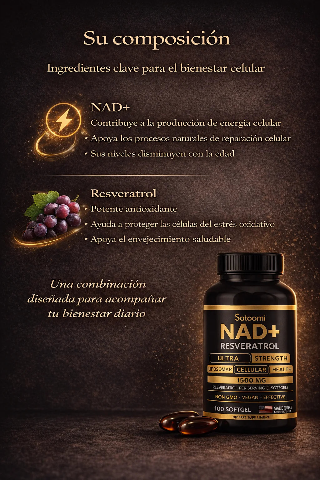 NAD+ Resveratrol – 100 Gomitas Masticables